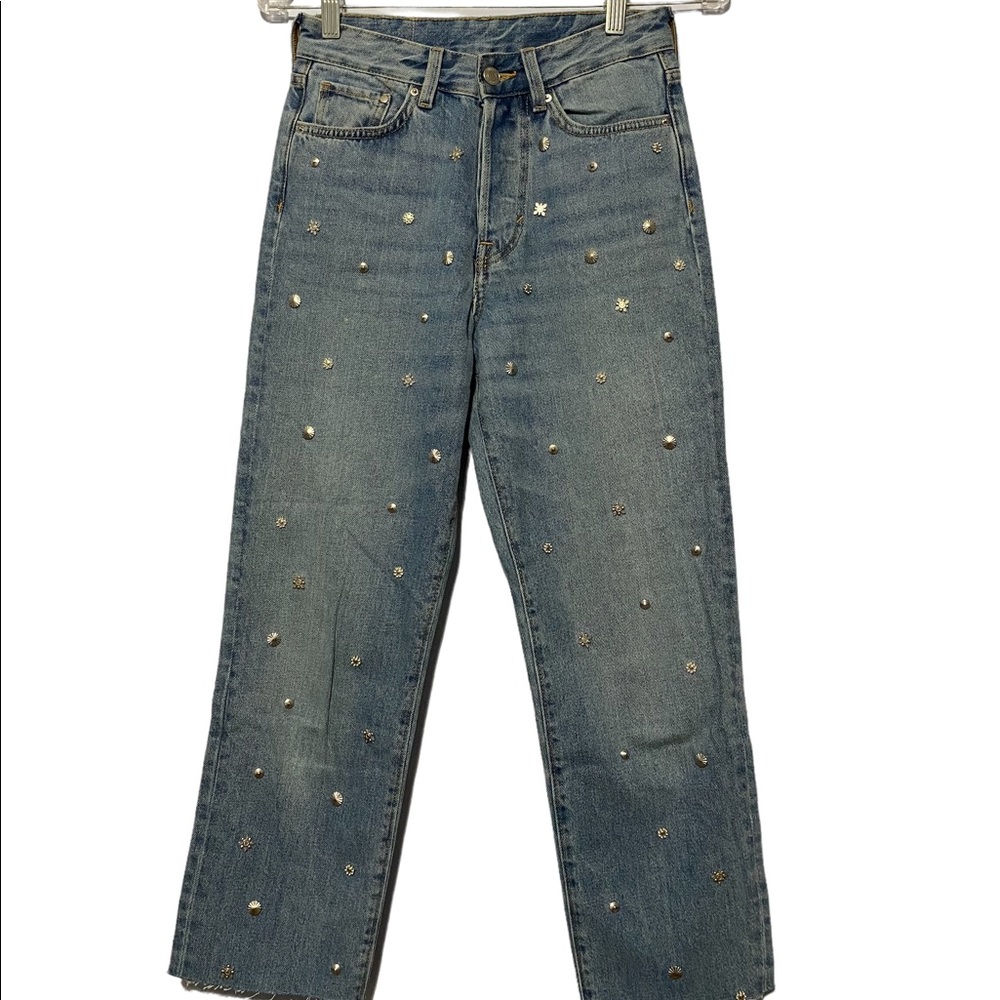 H&M & Denim High Waist Vintage Fit Jeans Studded